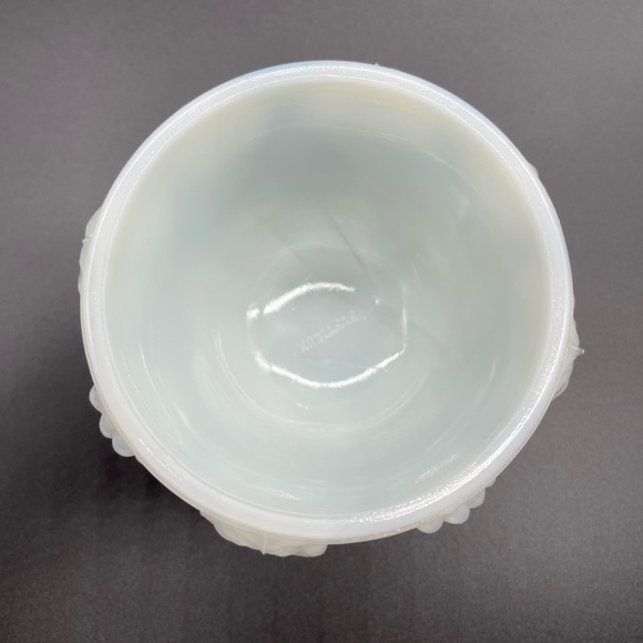 Vintage Portieux Vallerysthal Opaline Milk Glass Covered Footed Candy Dish Grape - Picture 6 of 11